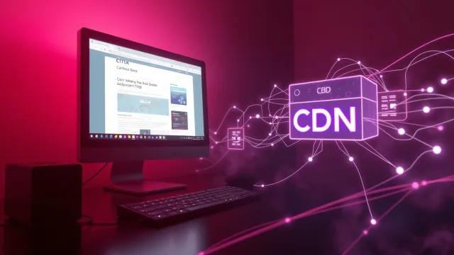 A computer showing a page but using a CDN as the origin